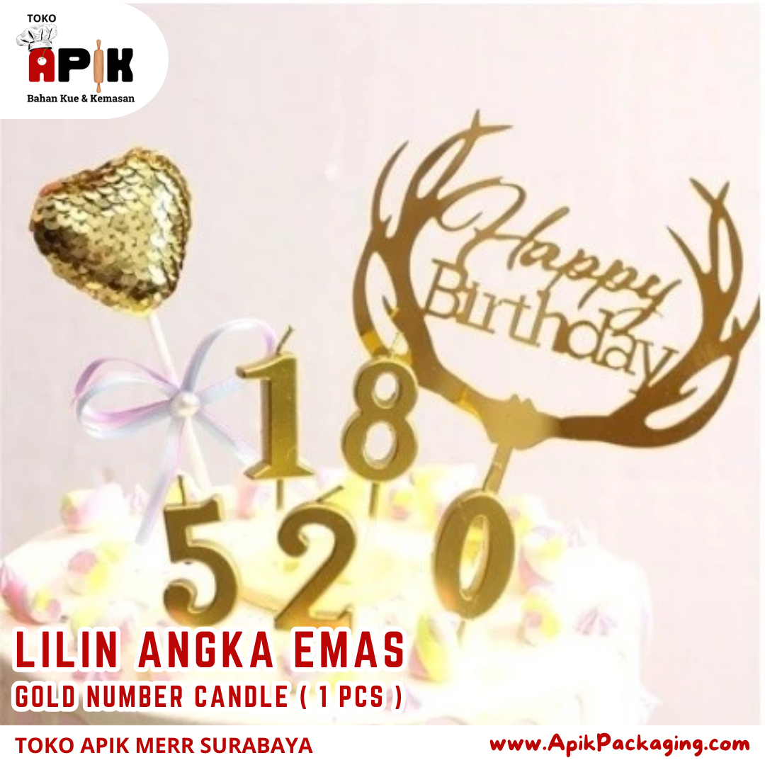 Lilin Angka Warna Emas