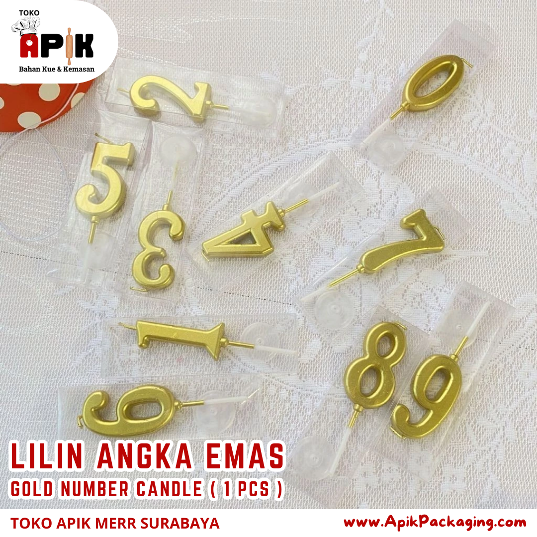 Lilin Angka Warna Emas