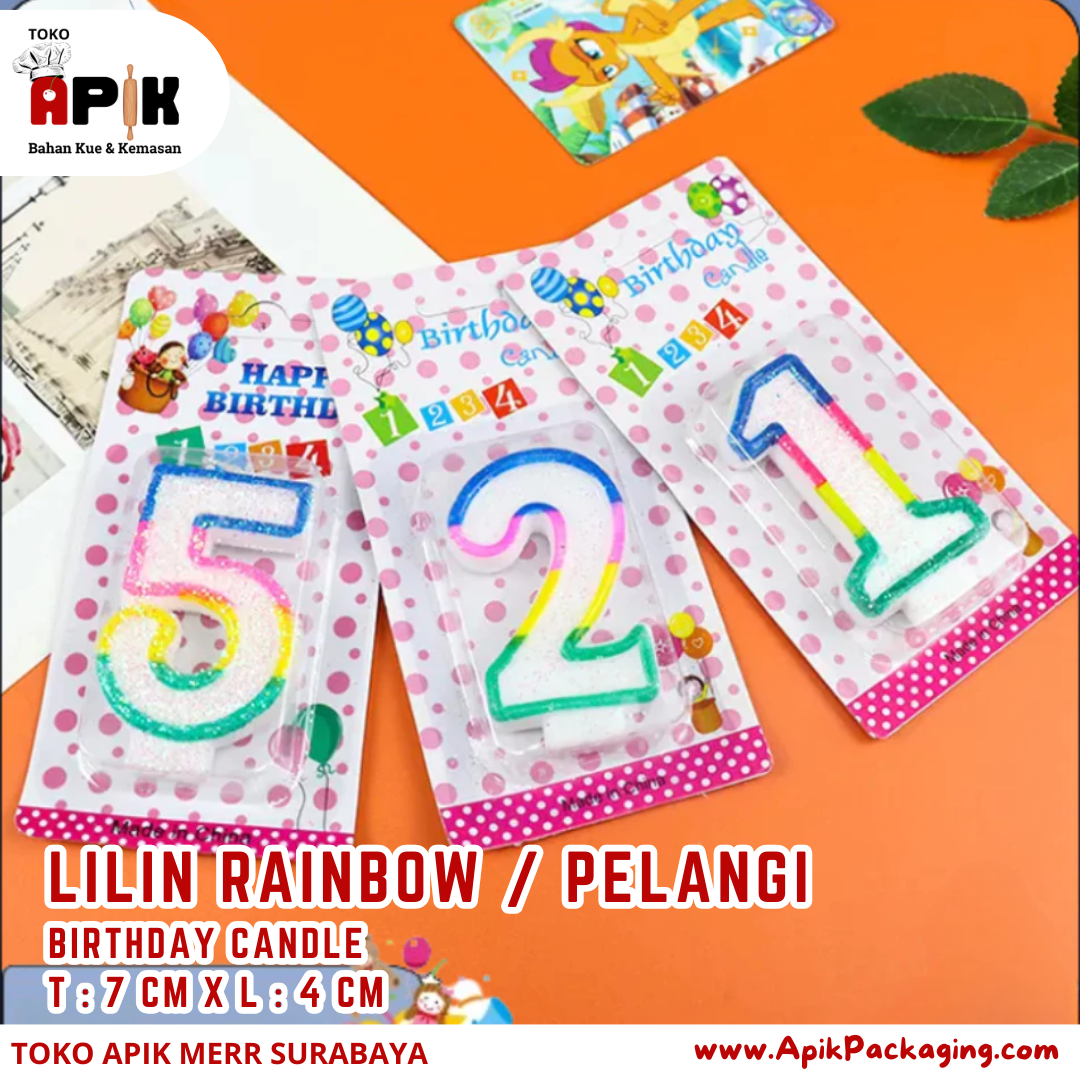 Lilin Rainbow / Pelangi / Birthday Candle Bentuk Angka