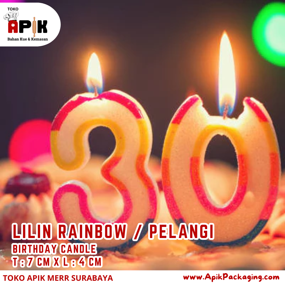 Lilin Rainbow / Pelangi / Birthday Candle Bentuk Angka