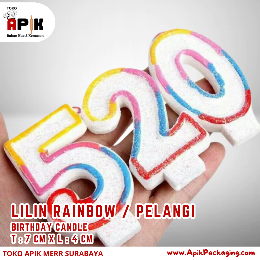 Lilin Rainbow / Pelangi / Birthday Candle Bentuk Angka