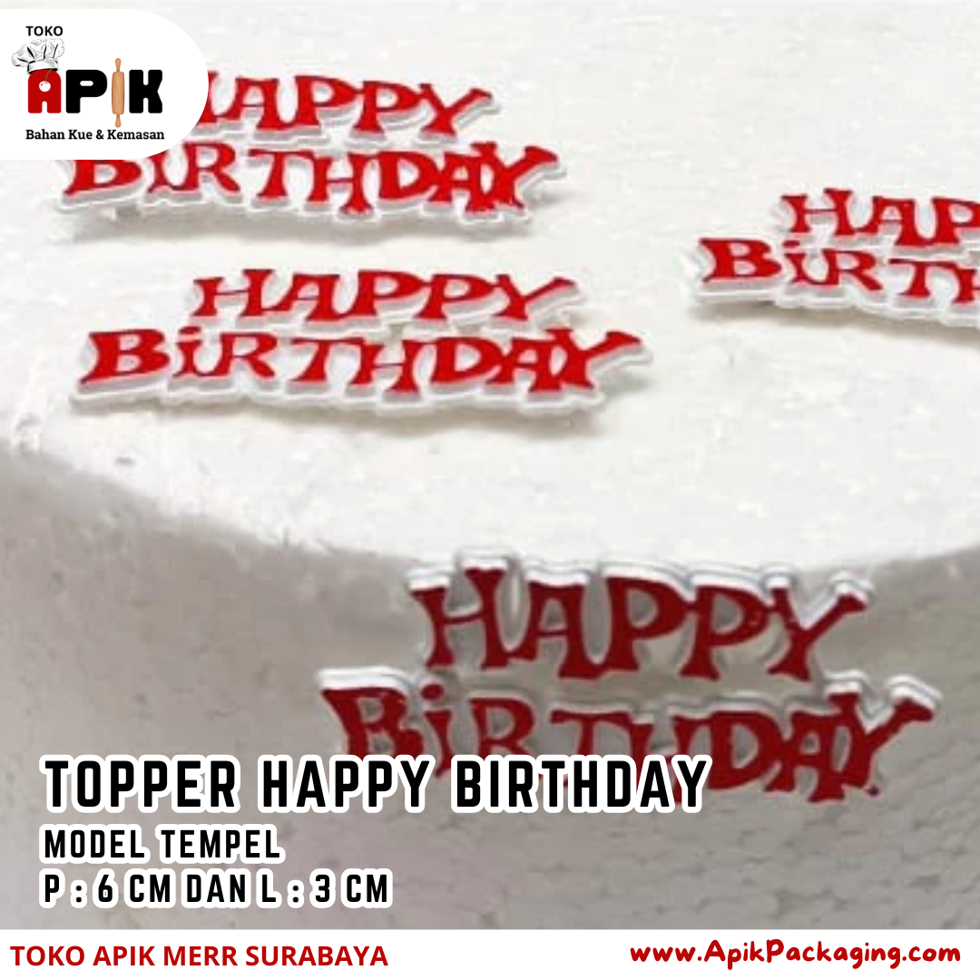 Topper Happy Birthday Warna Merah