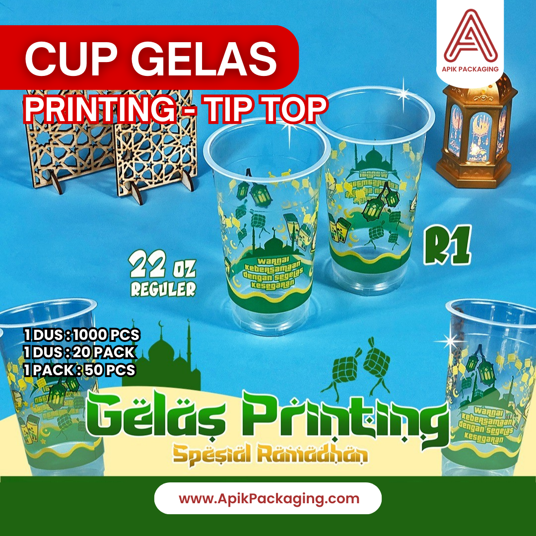 Cup Gelas Printing Tip Top 22 OZ Motif R1, R2, R3