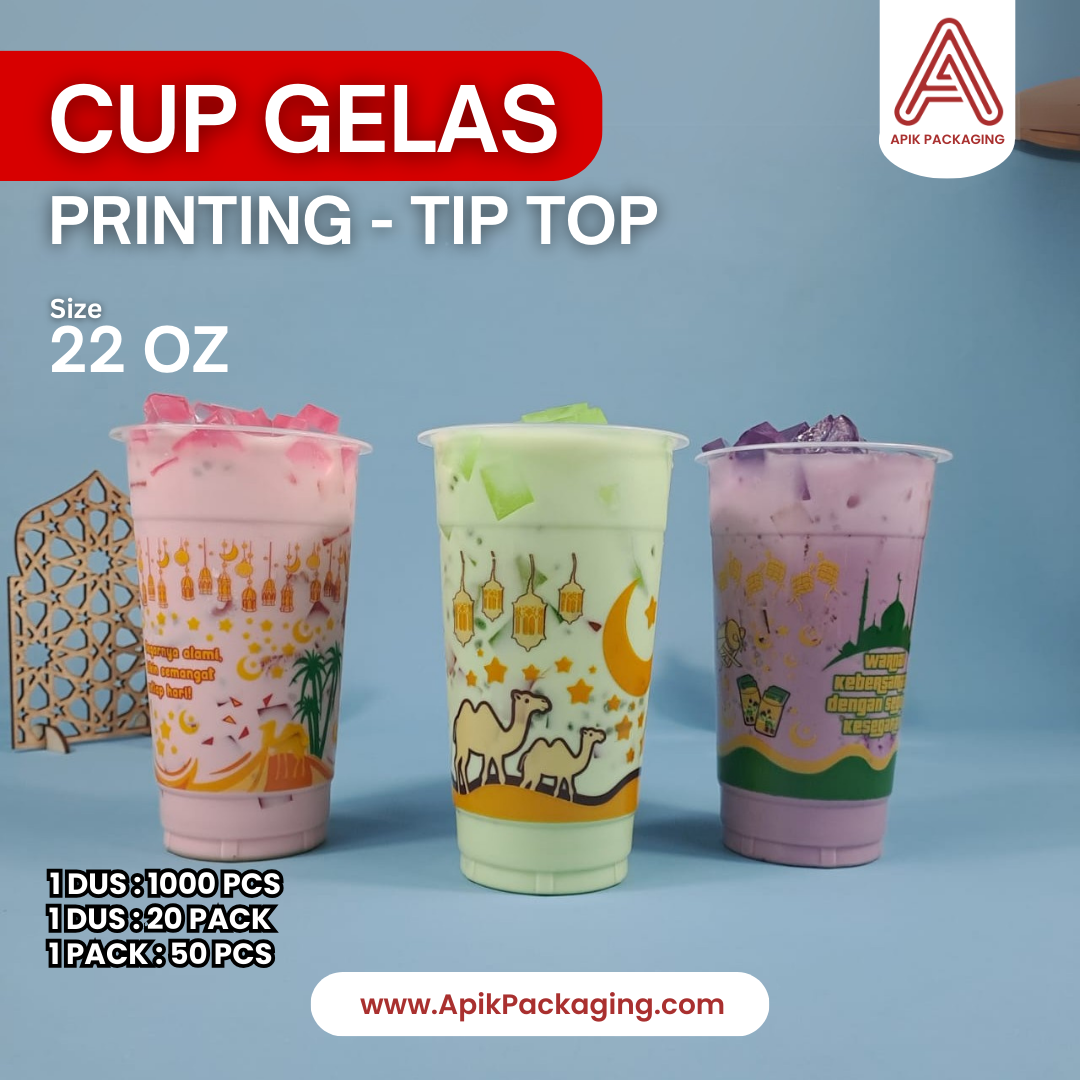 Cup Gelas Printing Tip Top 22 OZ Motif R1, R2, R3