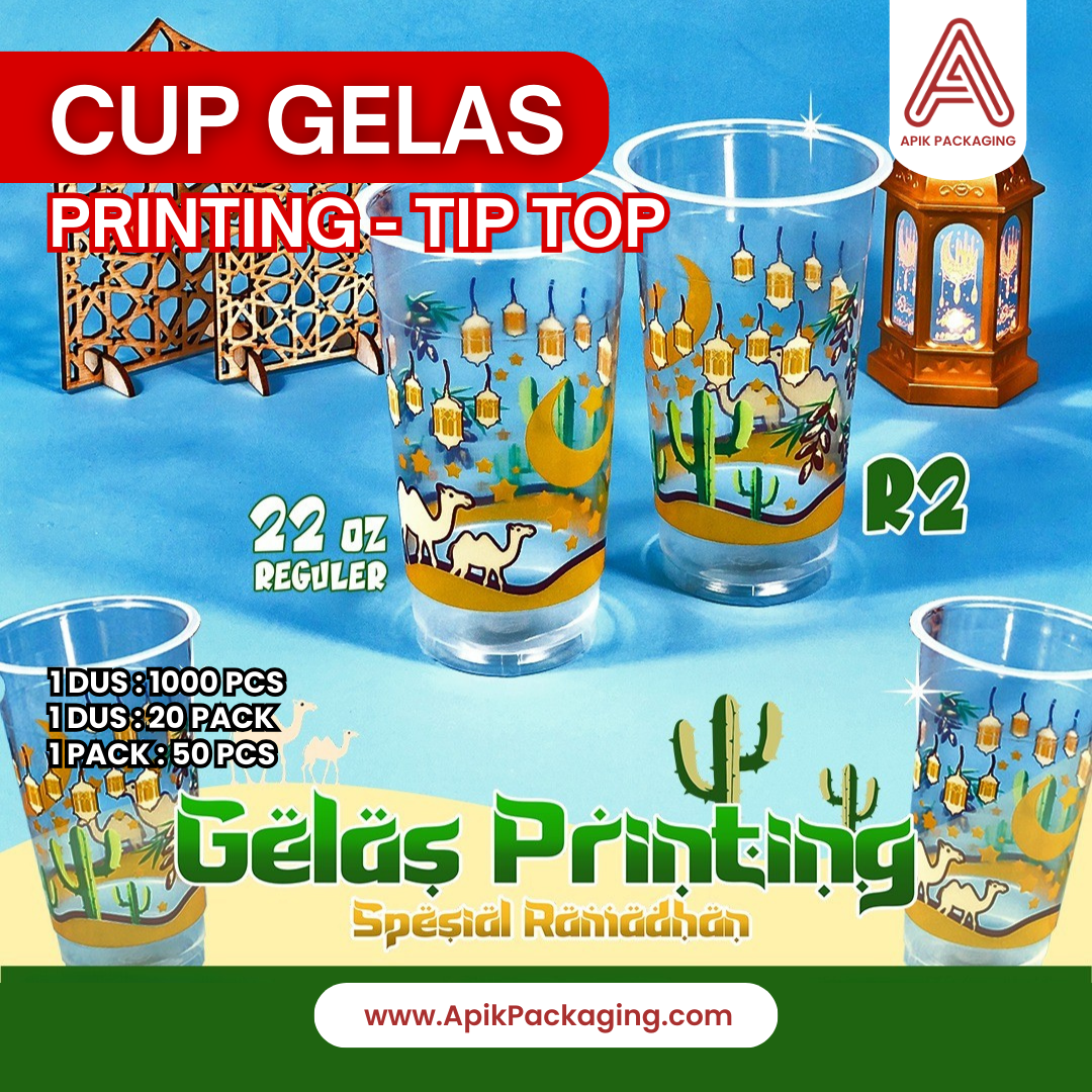 Cup Gelas Printing Tip Top 22 OZ Motif R1, R2, R3