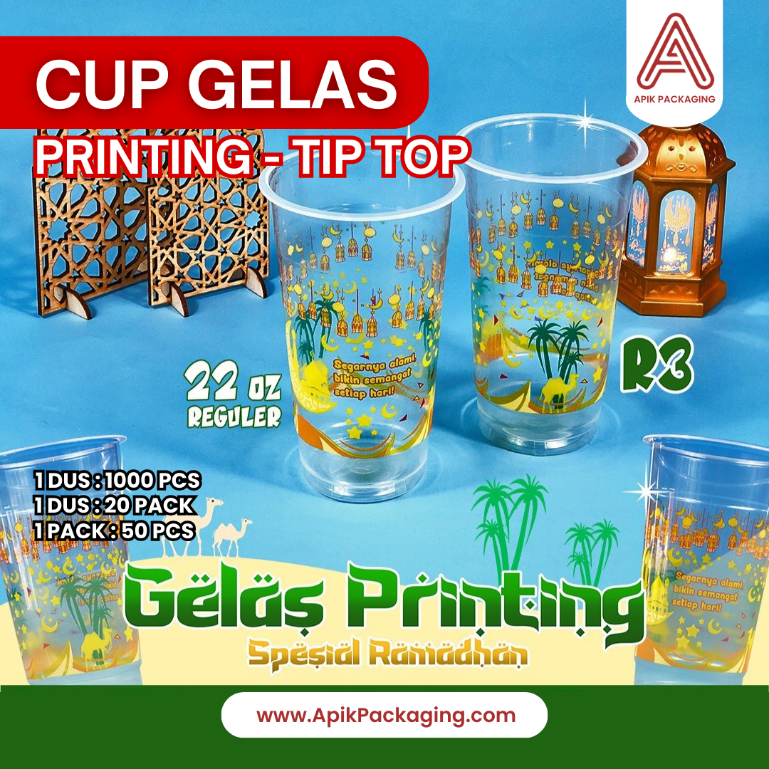Cup Gelas Printing Tip Top 22 OZ Motif R1, R2, R3