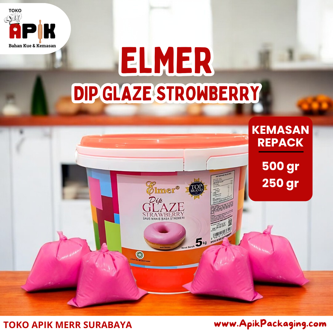 Elmer Dip Glaze Strawberry 250 Gram / 500 Gram