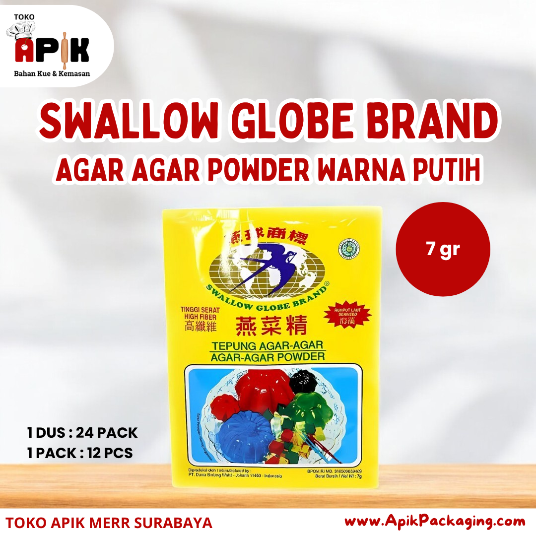 Swallow Globe Brand Agar-Agar Powder Warna Putih 7 Gram