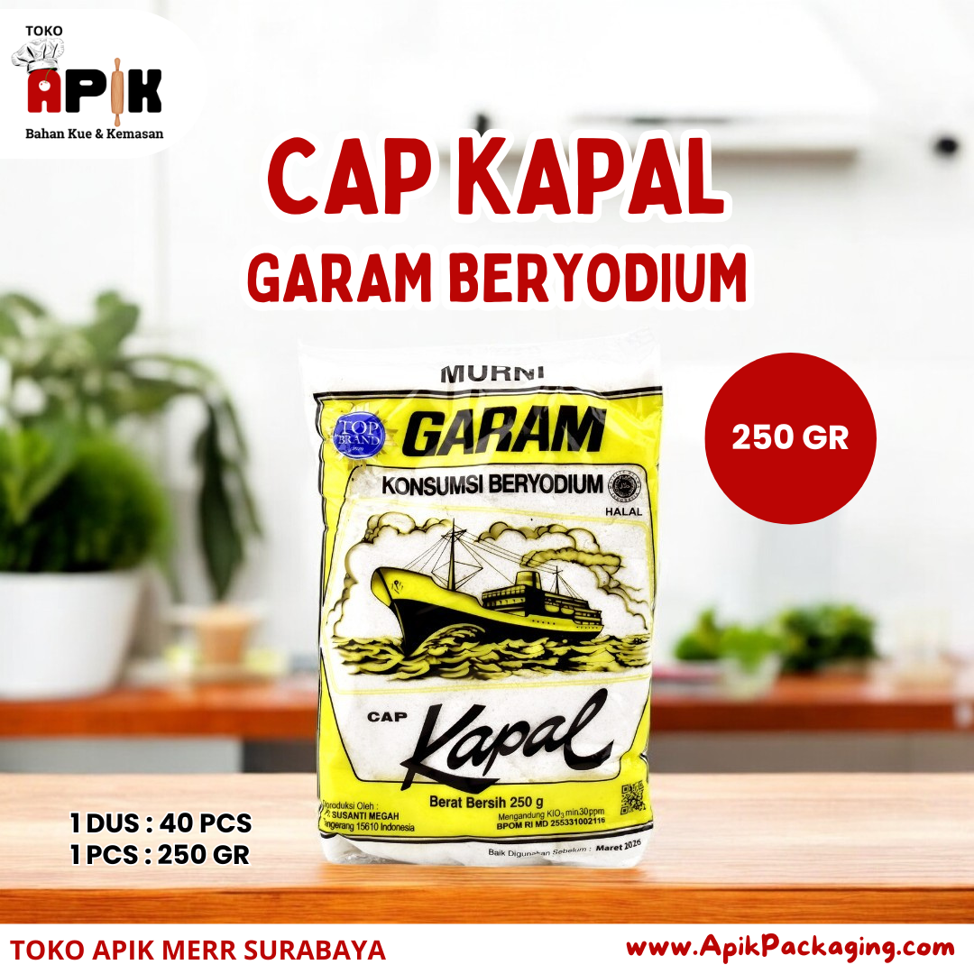 Garam Beriodium Cap Kapal 250 gram / 500 gram