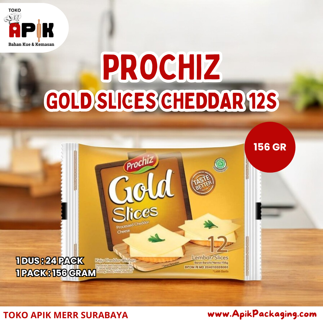 Prochiz Gold Slices Cheddar 12s 156 gram / Prochiz Slinces Cheddar 10s 160 gram