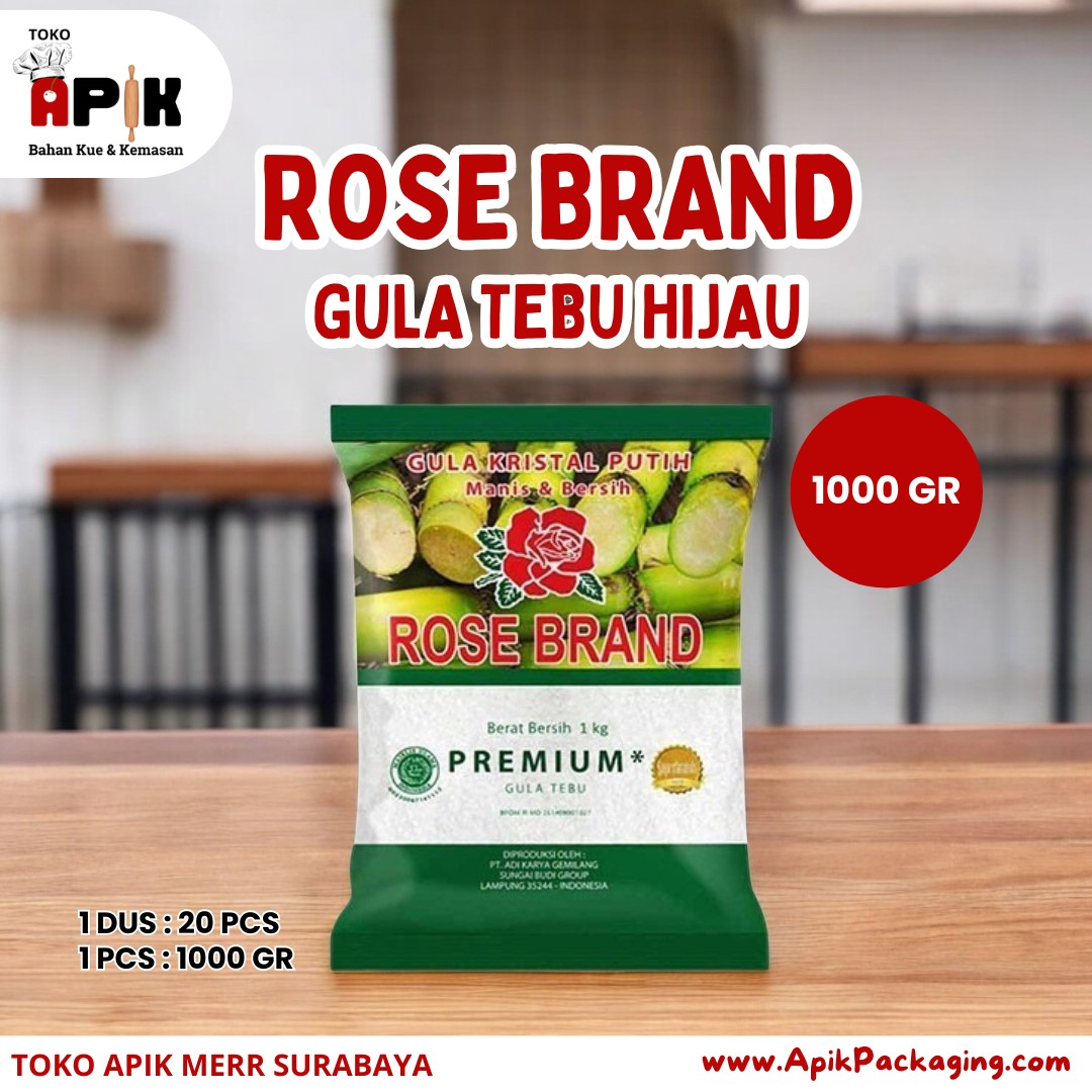 Rose Brand Gula Tebu Kuning / Gula Tebu Hijau 1000 Gram