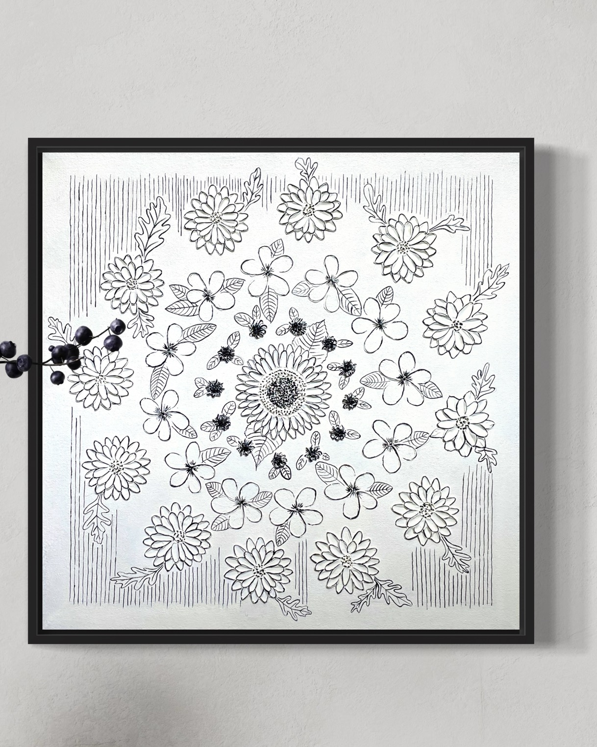 Monochrome Floral carpet