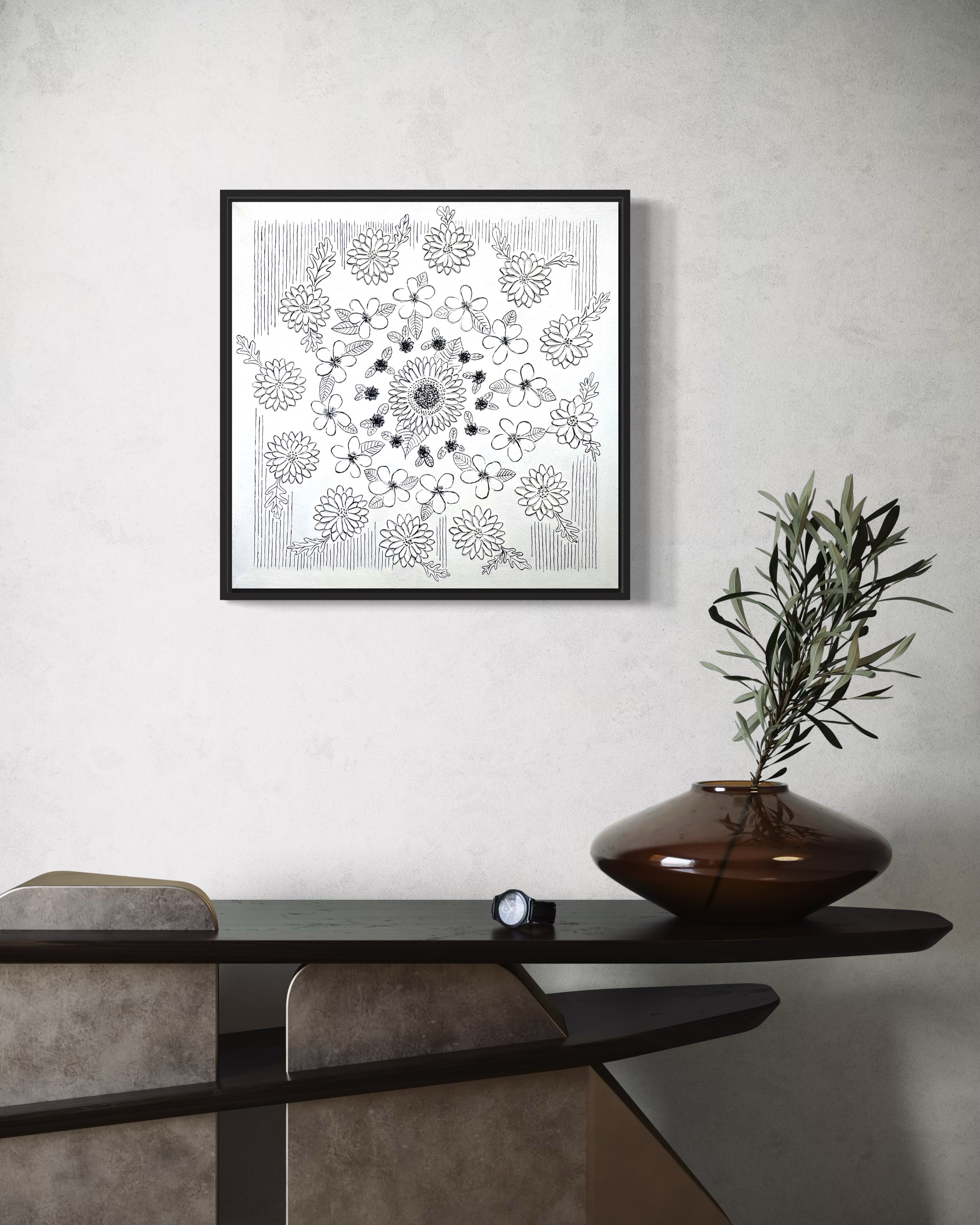 Monochrome Floral carpet