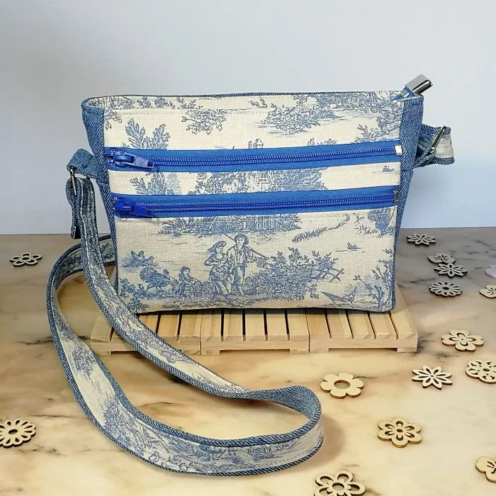 Sac bandoulière toile de Jouy