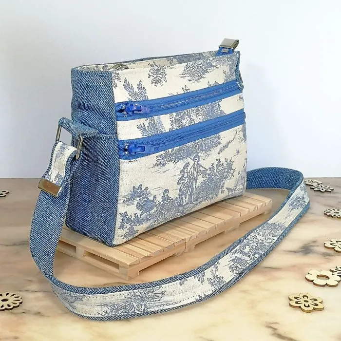 Sac bandoulière toile de Jouy