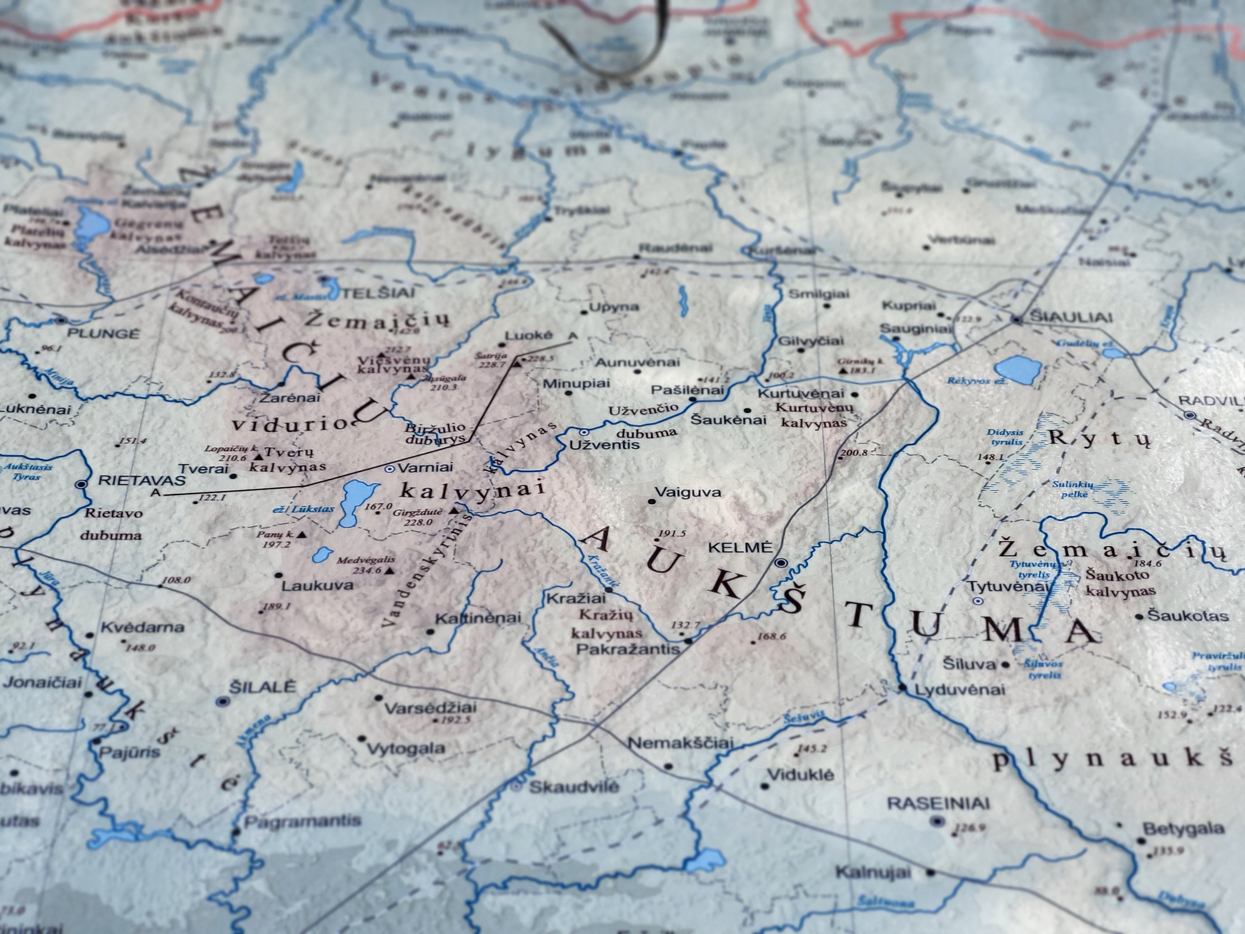 Sieninis Lietuvos reljefo žemėlapis M 1:400 000 (A0 formato)