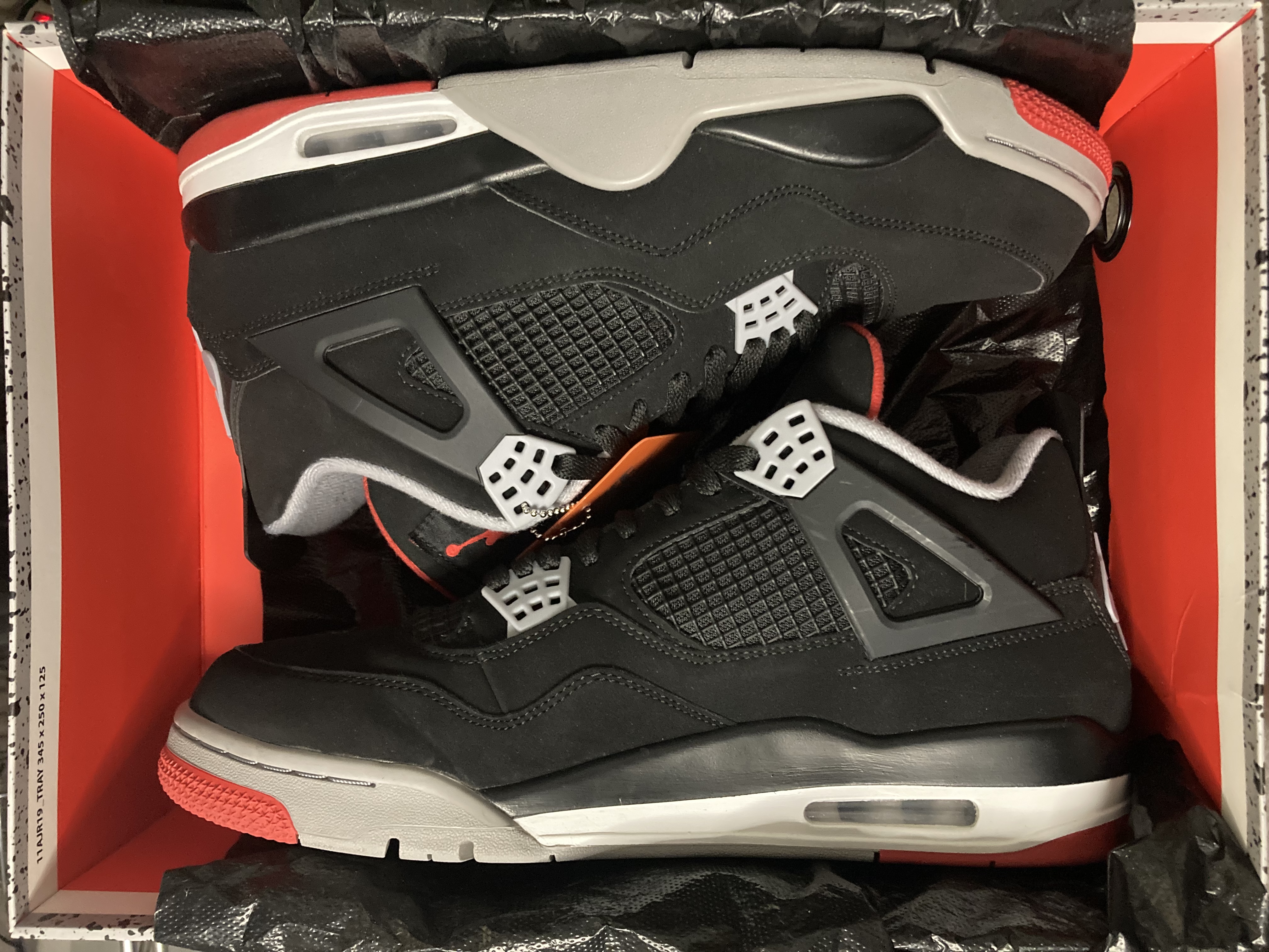 Air Jordan 4 Retro "Bred" 2019 Sz 12