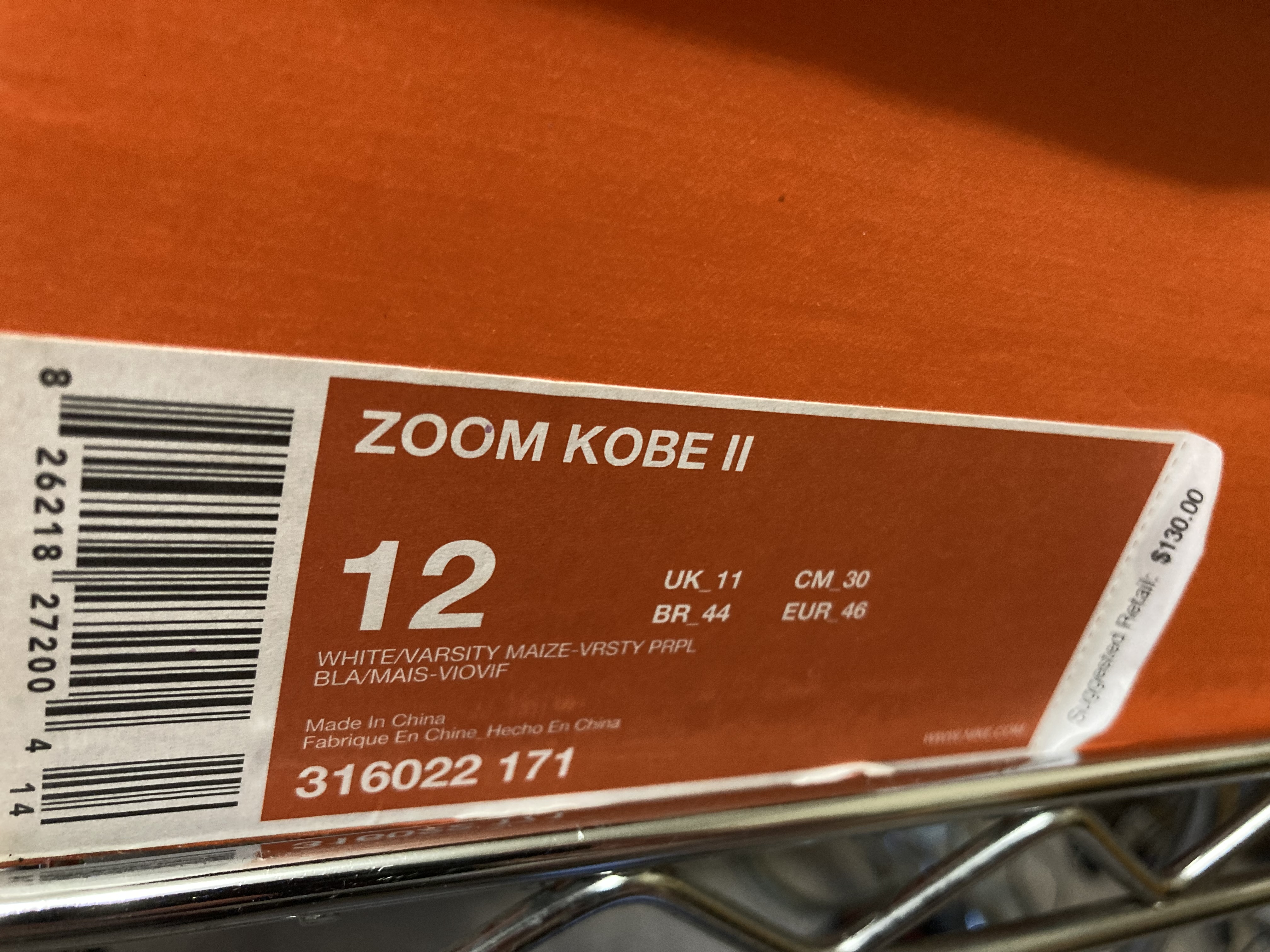 Zoom Kobe 2 ‘Home’ Sz 12