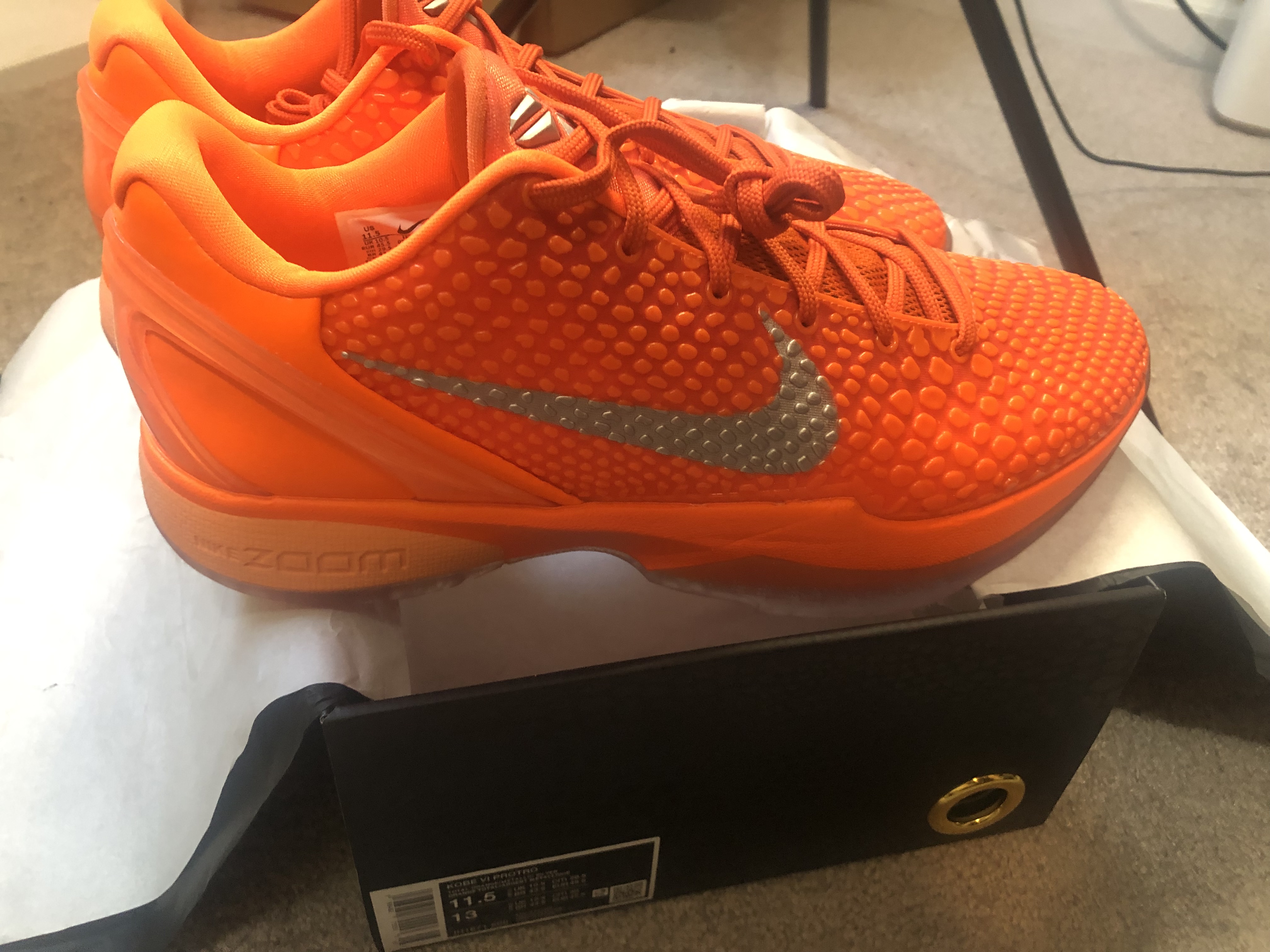 Kobe 6 Protro "Total Orange" Sz 11.5/Women's 13