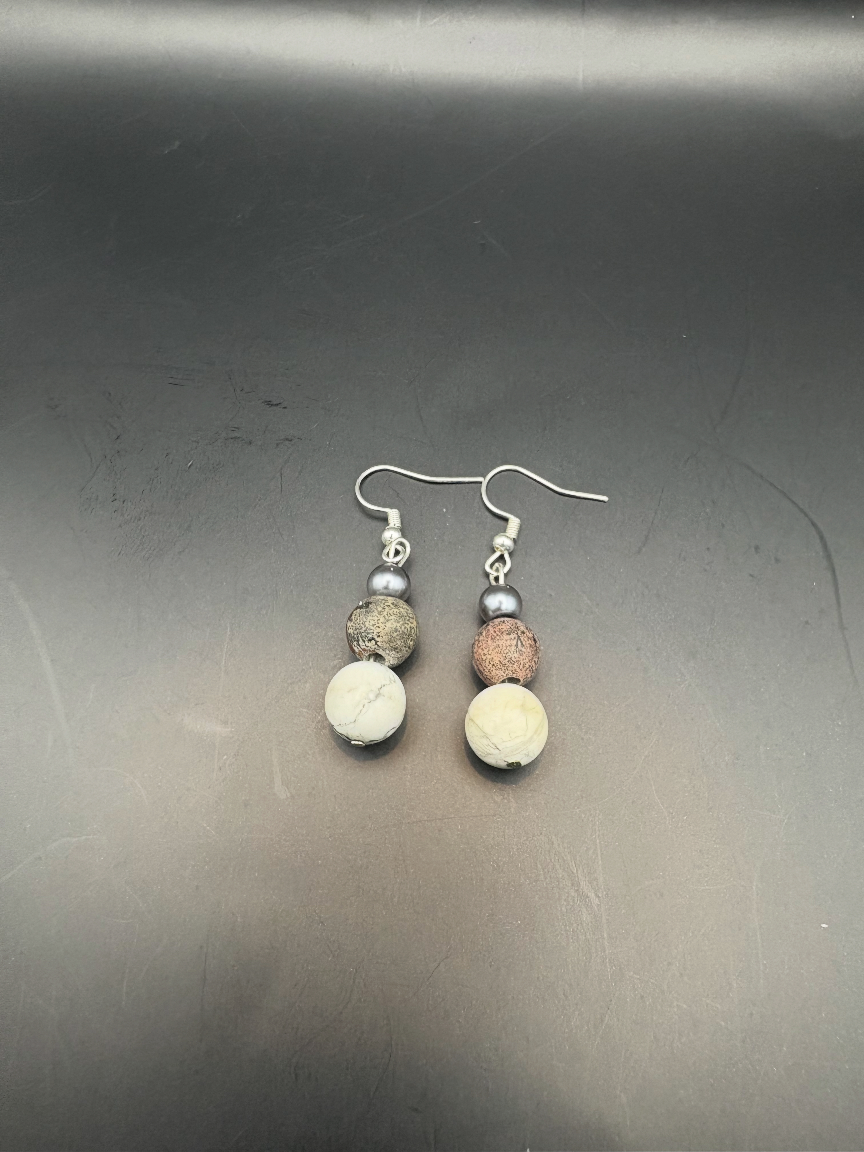 Handcrafted Stone Bead Earrings