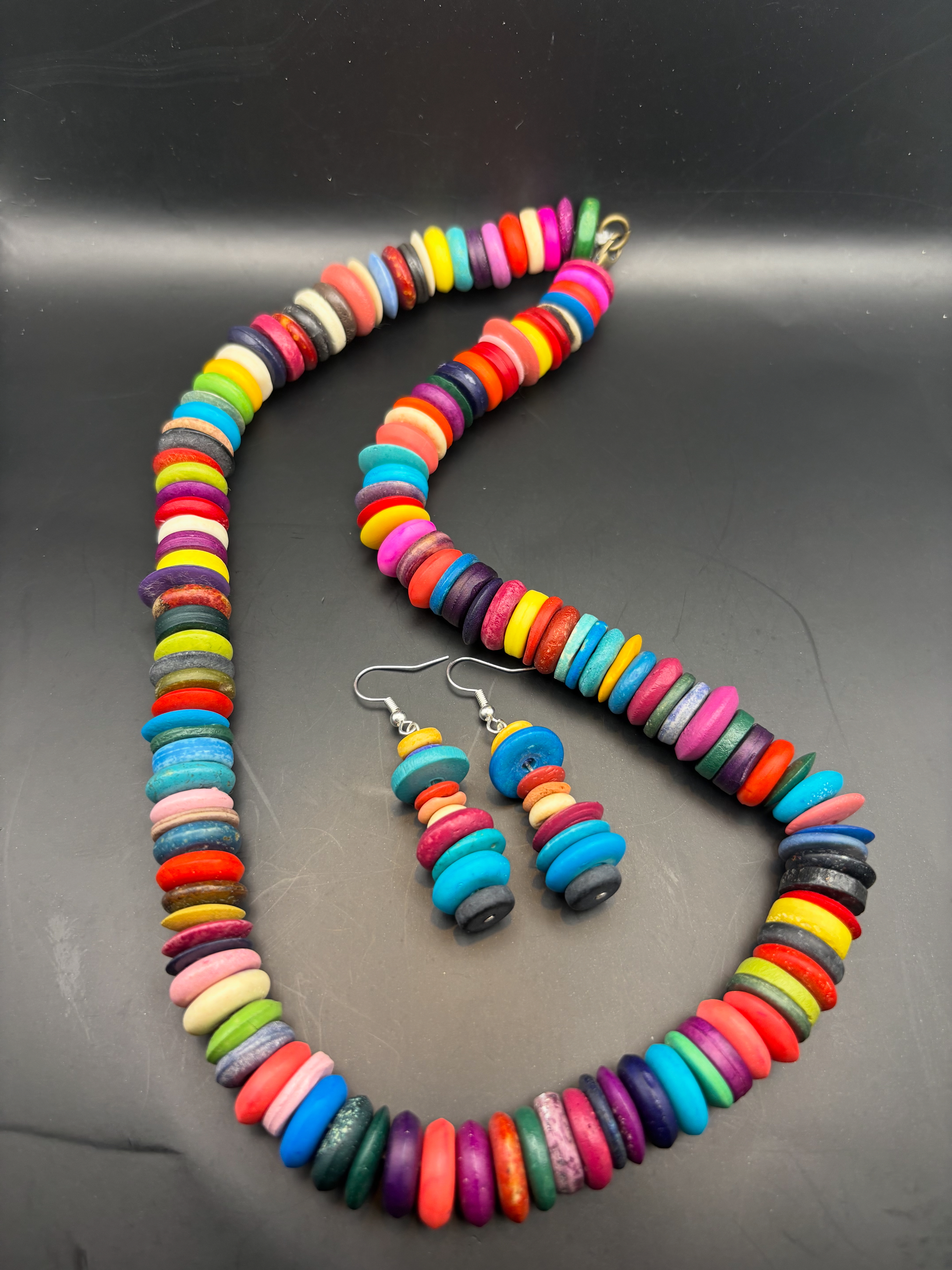 Colorful Beaded Necklace and Earrings Set