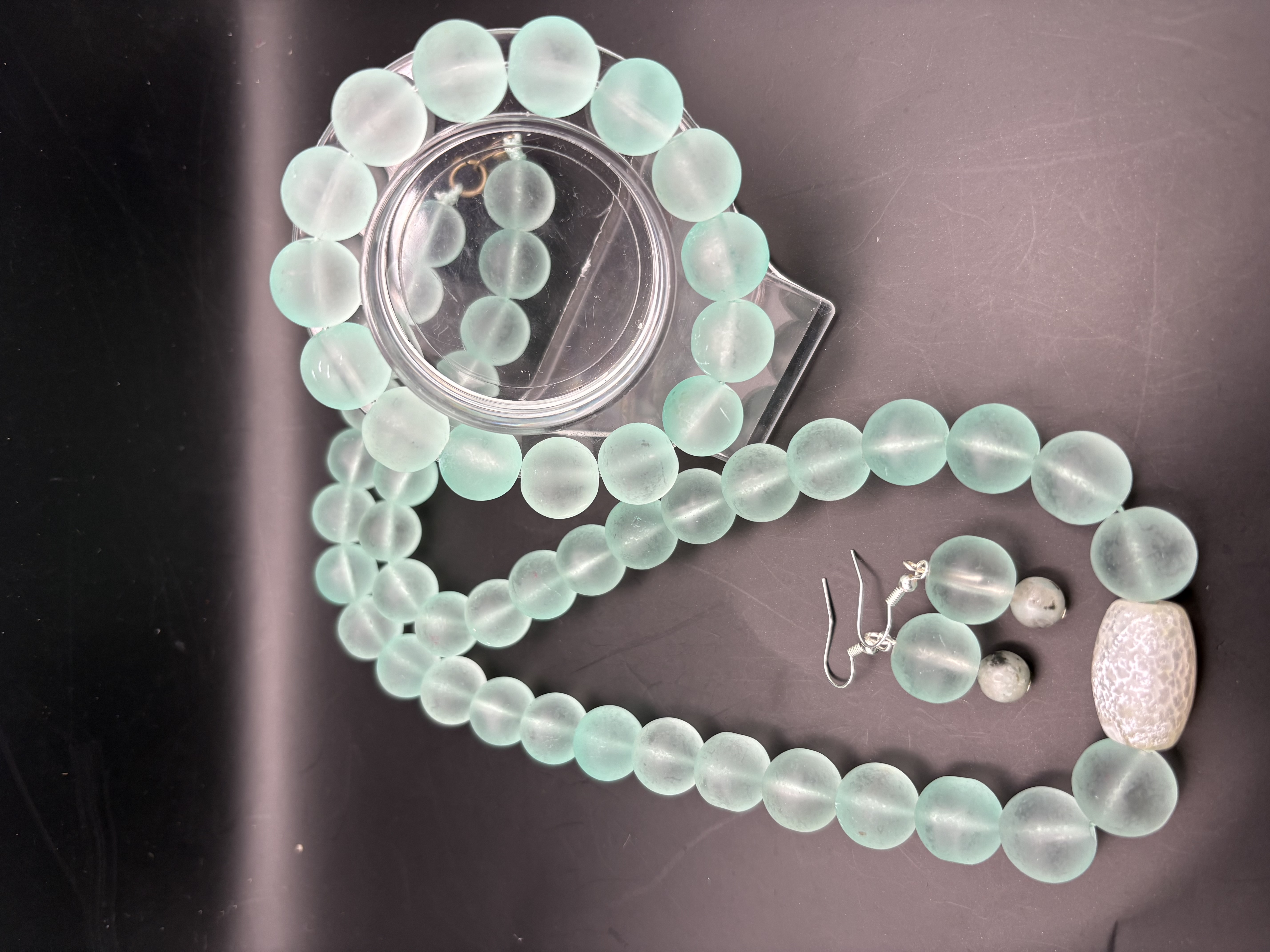 Handcrafted Frosted Glass Bead Jewelry Set