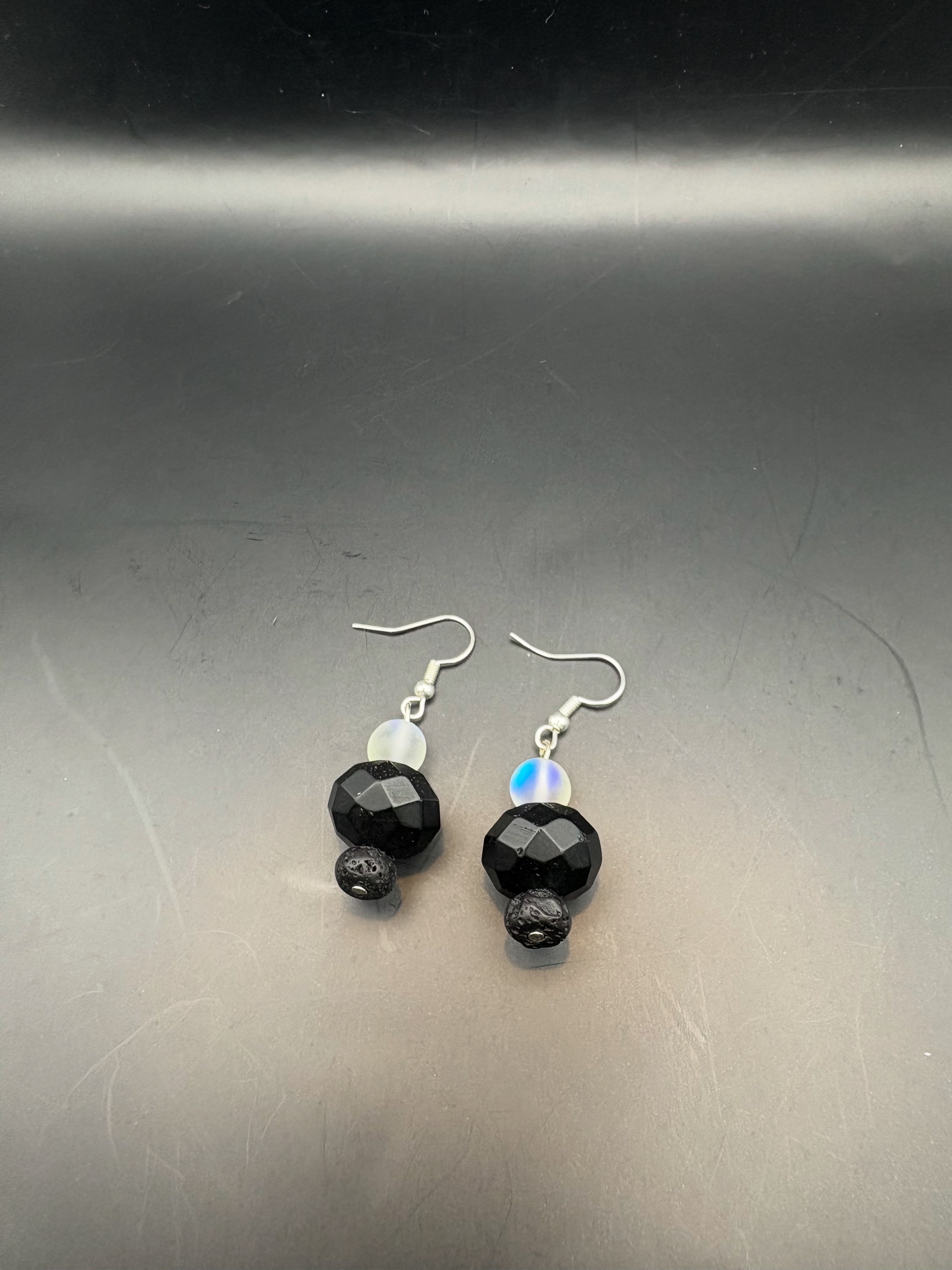 Black Beaded Drop Earrings