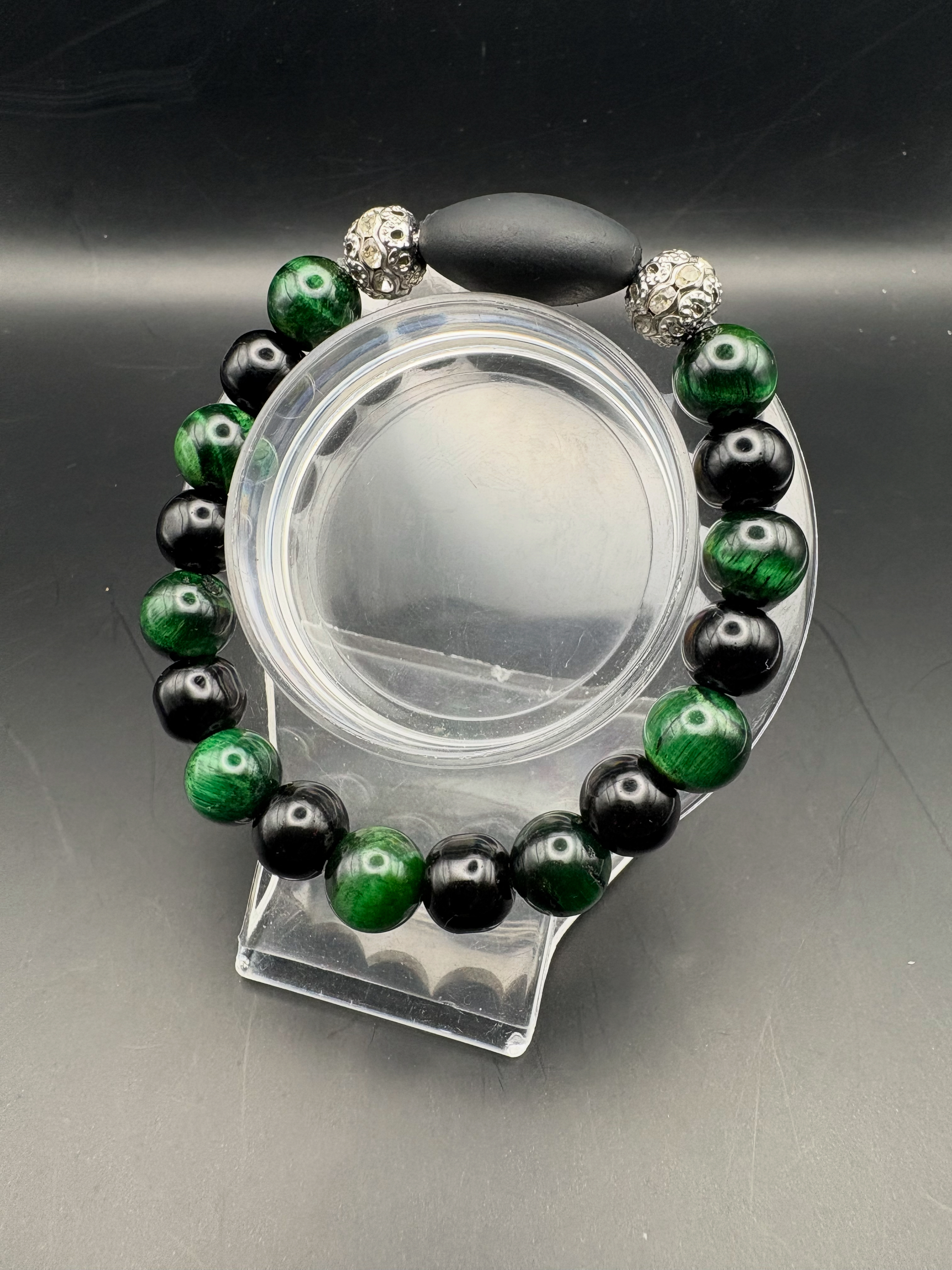 Green and Black Beaded Bracelet
