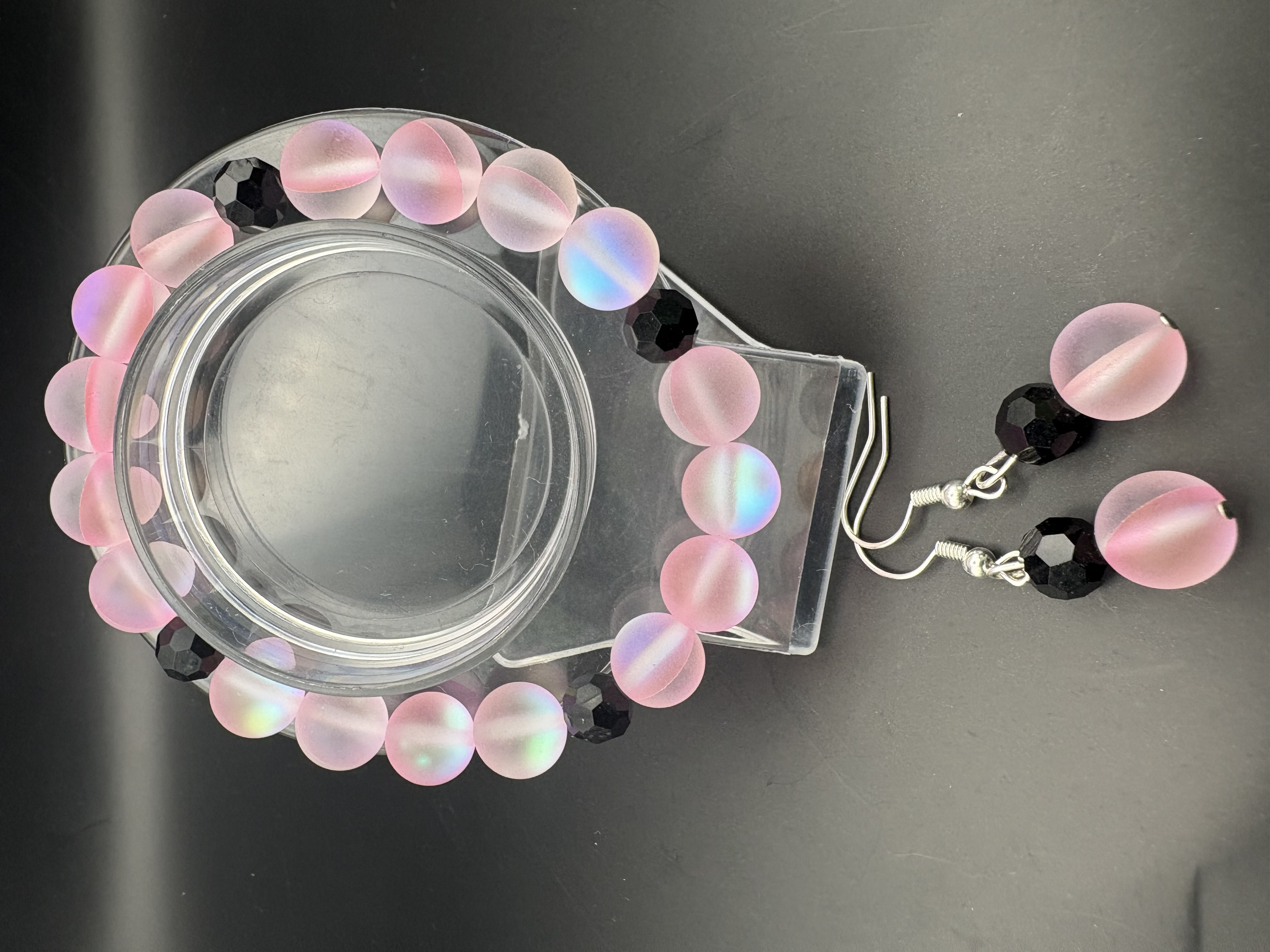 Pink Opalescent Bead Jewelry Set