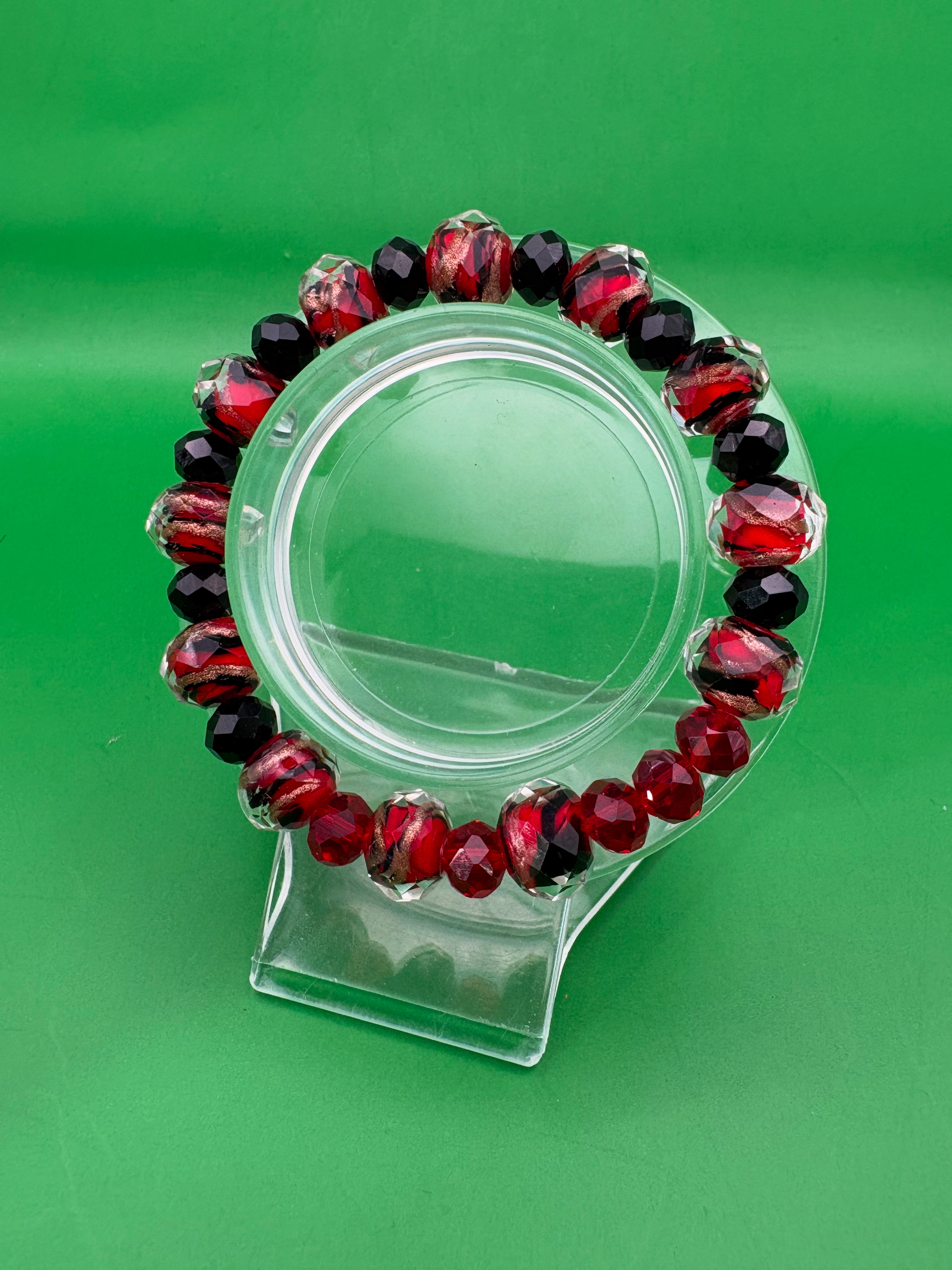 Red and Black Beaded Bracelet