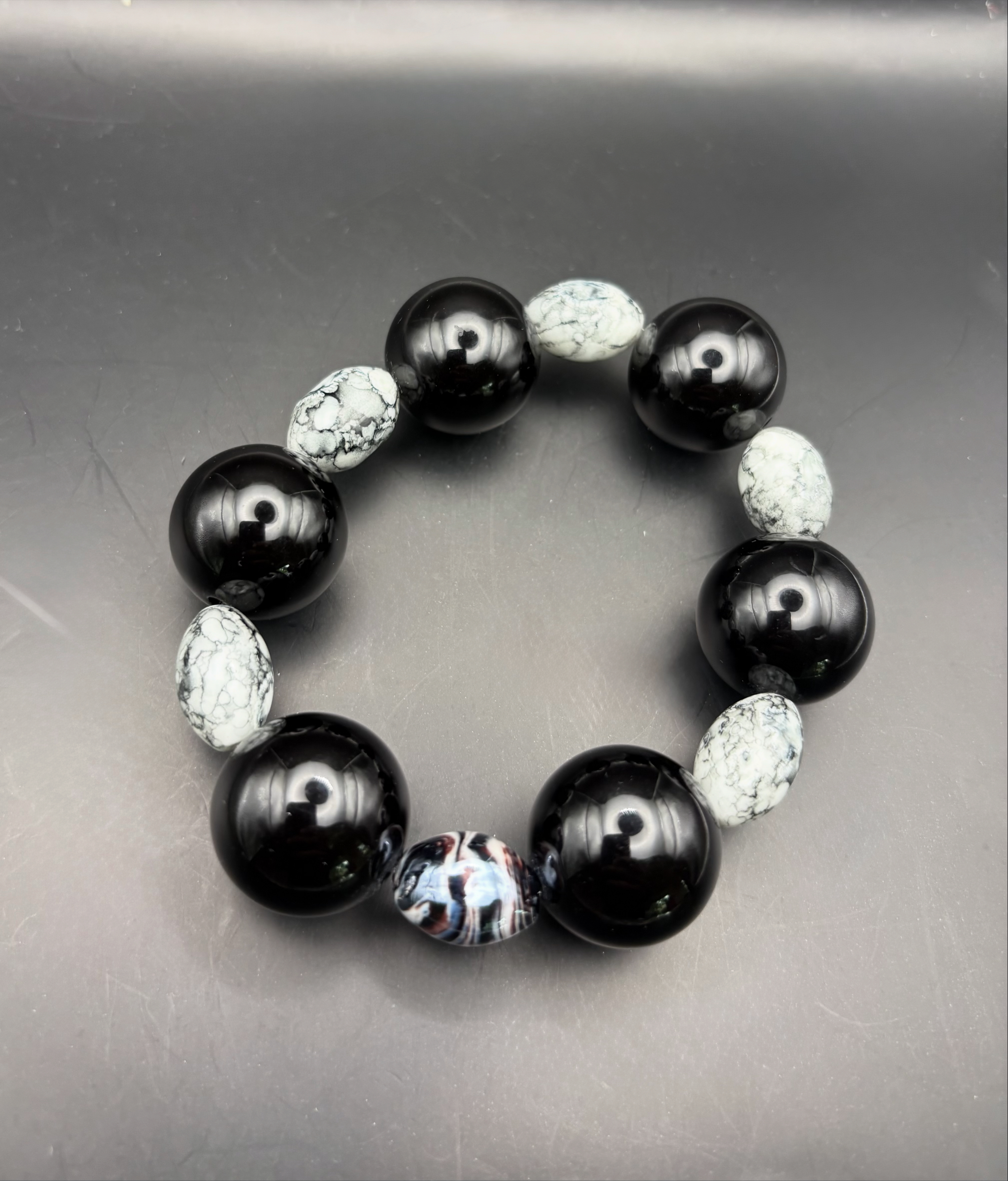 Black and White Beaded Bracelet