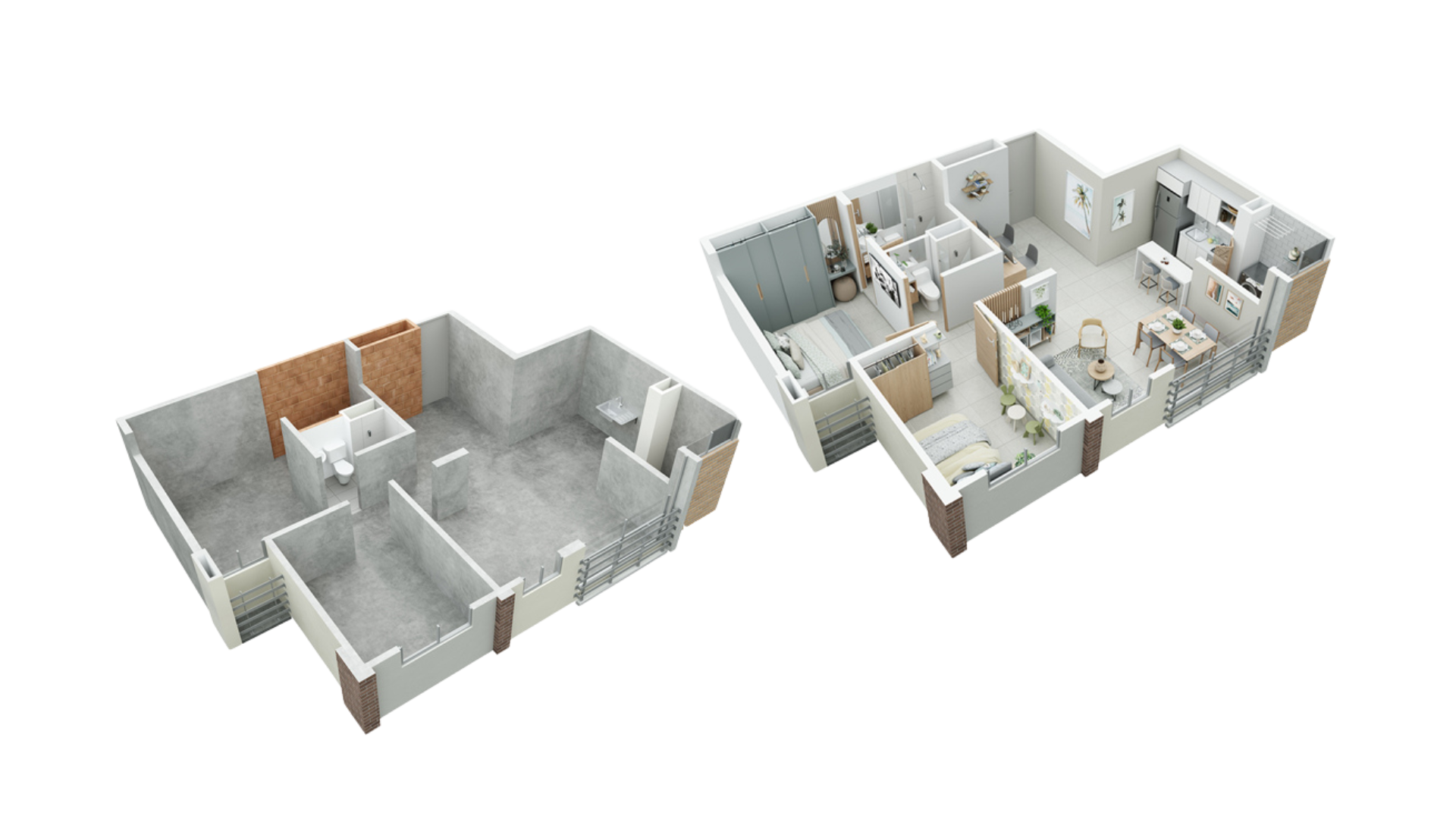 Diseño de Interiores para Apto de 70 m² en Obra Gris