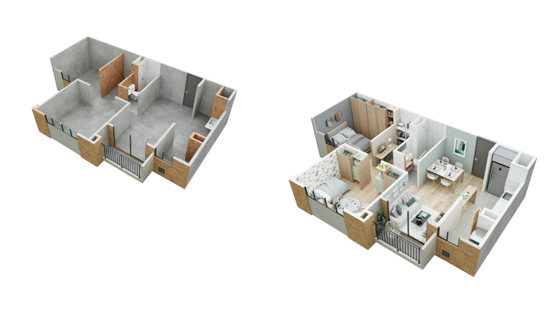 Diseño de Interiores para Apto de 90 m² en Obra Gris