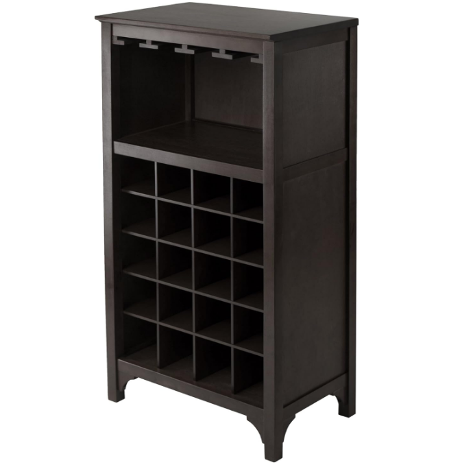 37.52-inch x 19.09-inch x 12.6-inch 20-Bottle Modular Wine Cabinet With Glass Rack, Dark Espresso (92729)