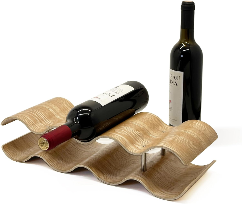 Wine Racks Countertop, 2-Tier Wooden Wine Rack Inserts for Cabinet, Bottle Holder Stand, 7 Bottles Freestanding Wine Storage Cabinet Shelf Organizer for Home Décor, Bar and Pantry