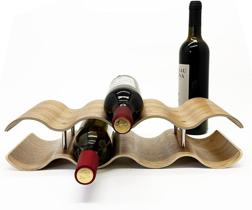 Wine Racks Countertop, 2-Tier Wooden Wine Rack Inserts for Cabinet, Bottle Holder Stand, 7 Bottles Freestanding Wine Storage Cabinet Shelf Organizer for Home Décor, Bar and Pantry