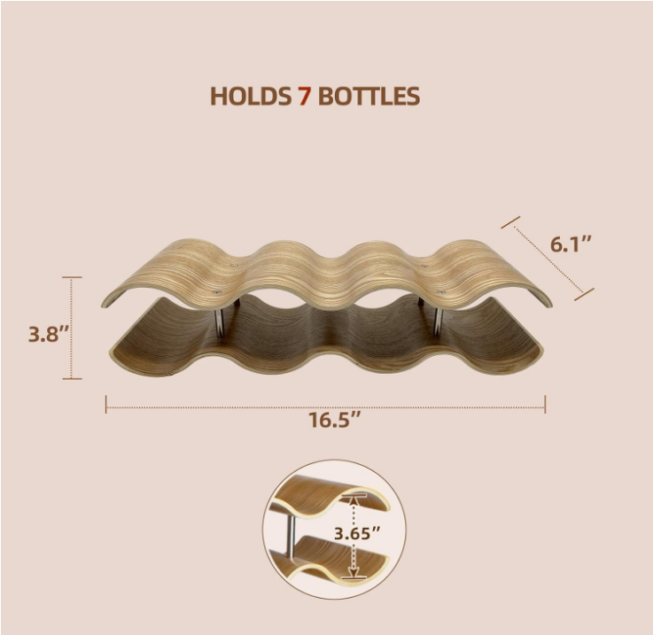 Wine Racks Countertop, 2-Tier Wooden Wine Rack Inserts for Cabinet, Bottle Holder Stand, 7 Bottles Freestanding Wine Storage Cabinet Shelf Organizer for Home Décor, Bar and Pantry