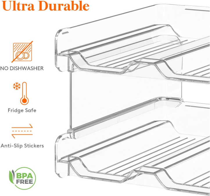  Plastic Stackable Wine Rack for Refrigerator, Cabinet, Countertop,Wine Bottle Holder, Water Bottle Organizer for Fridge, Pantry, Hold 4 Bottles