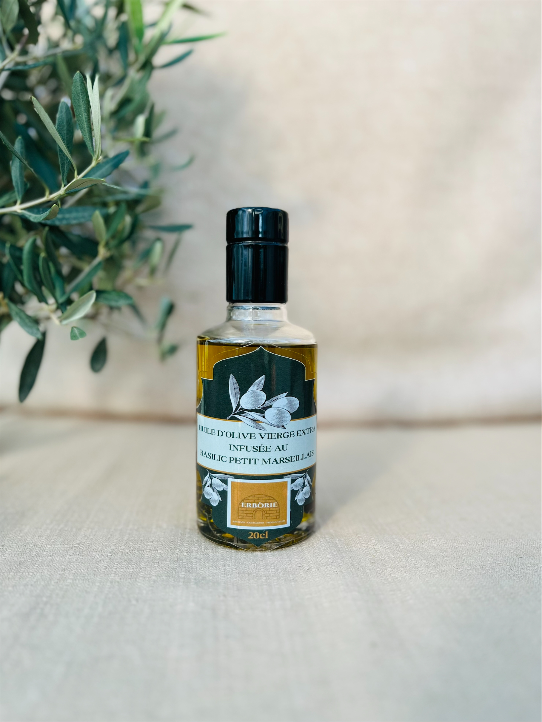 Huile d'Olive Vierge Extra infusée au basilic "Pistou"