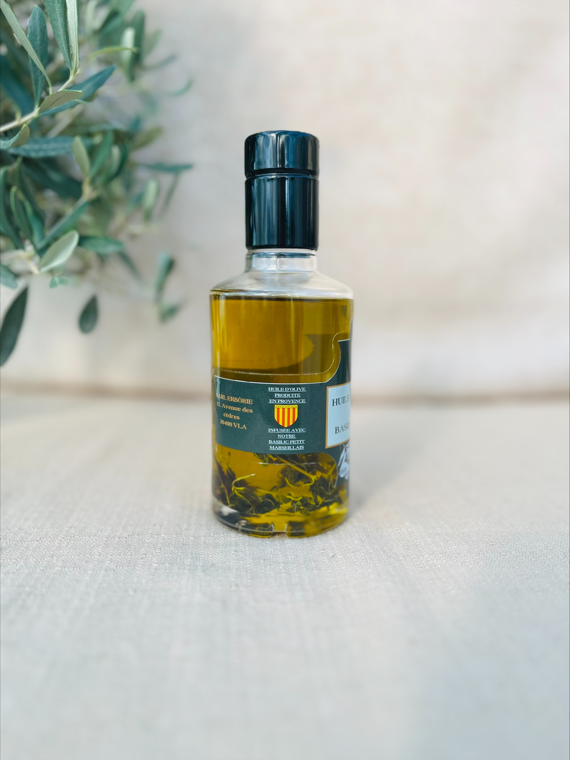 Huile d'Olive Vierge Extra infusée au basilic "Pistou"
