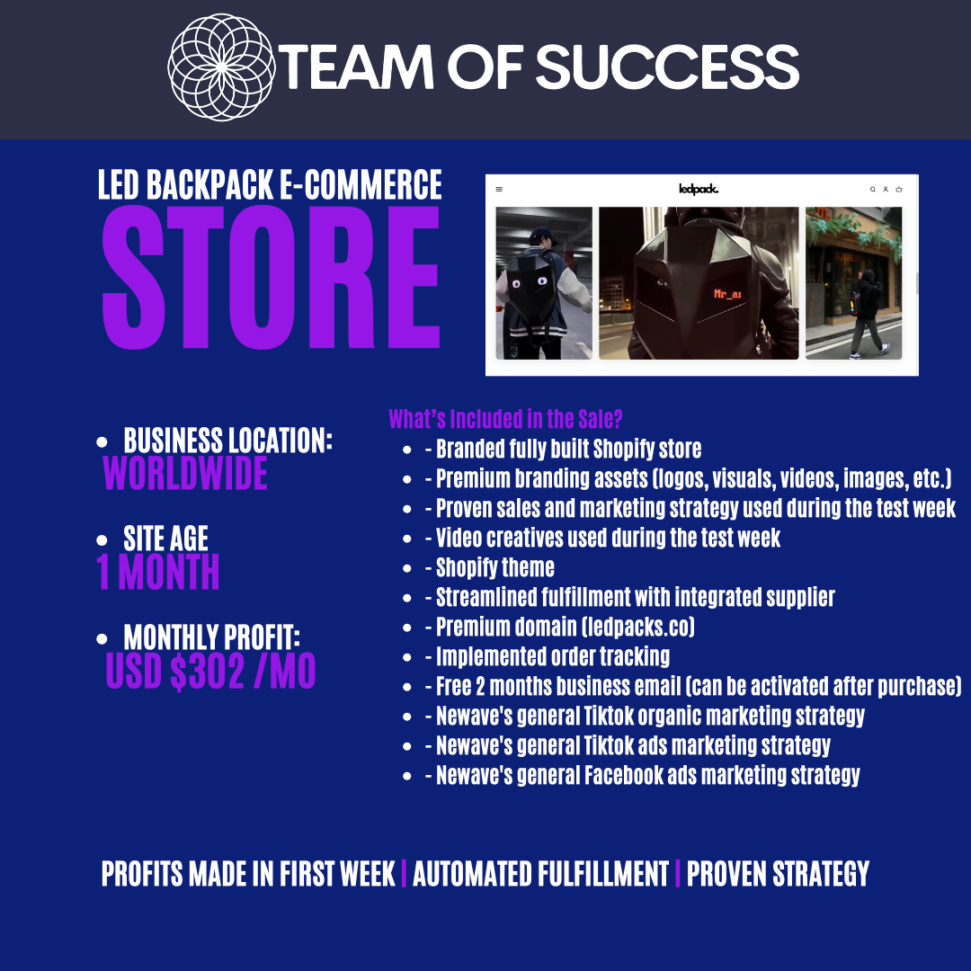 LED Backpack E-Commerce Store 