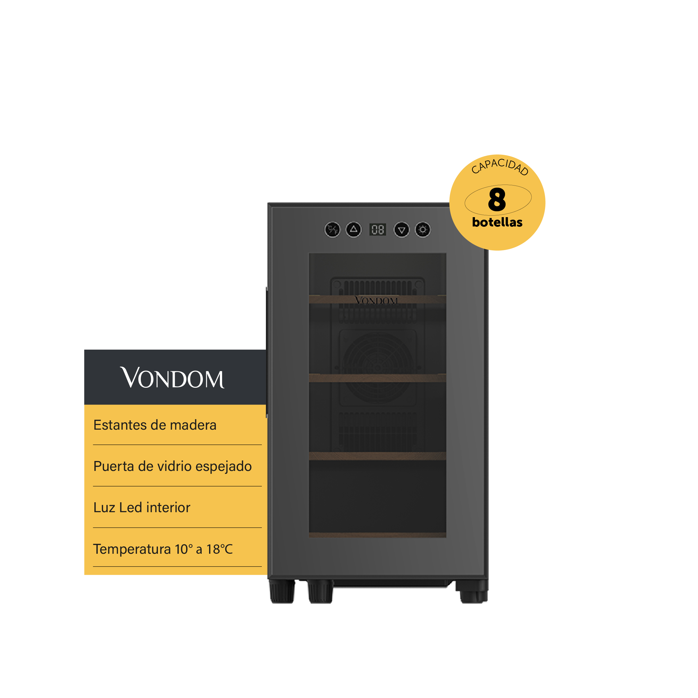 Cava Termoeléctrica Vondom 8 Botellas - Estantes de Madera