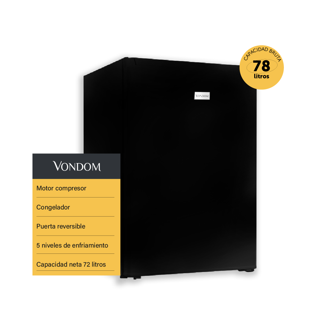 Frigobar Vondom 78 L Negro - Motor Compresor (Outlet)