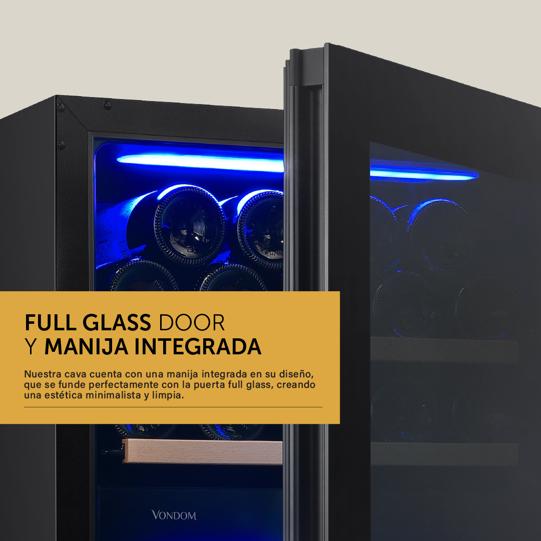 Cava de vinos Vondom para 32 botellas con motor compresor Doble Temperatura