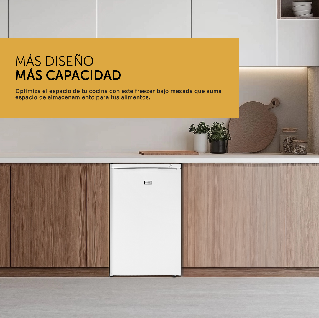 Freezer Bajo Mesada Vondom Línea Blanca 85 Litros - Color Blanco (Outlet)