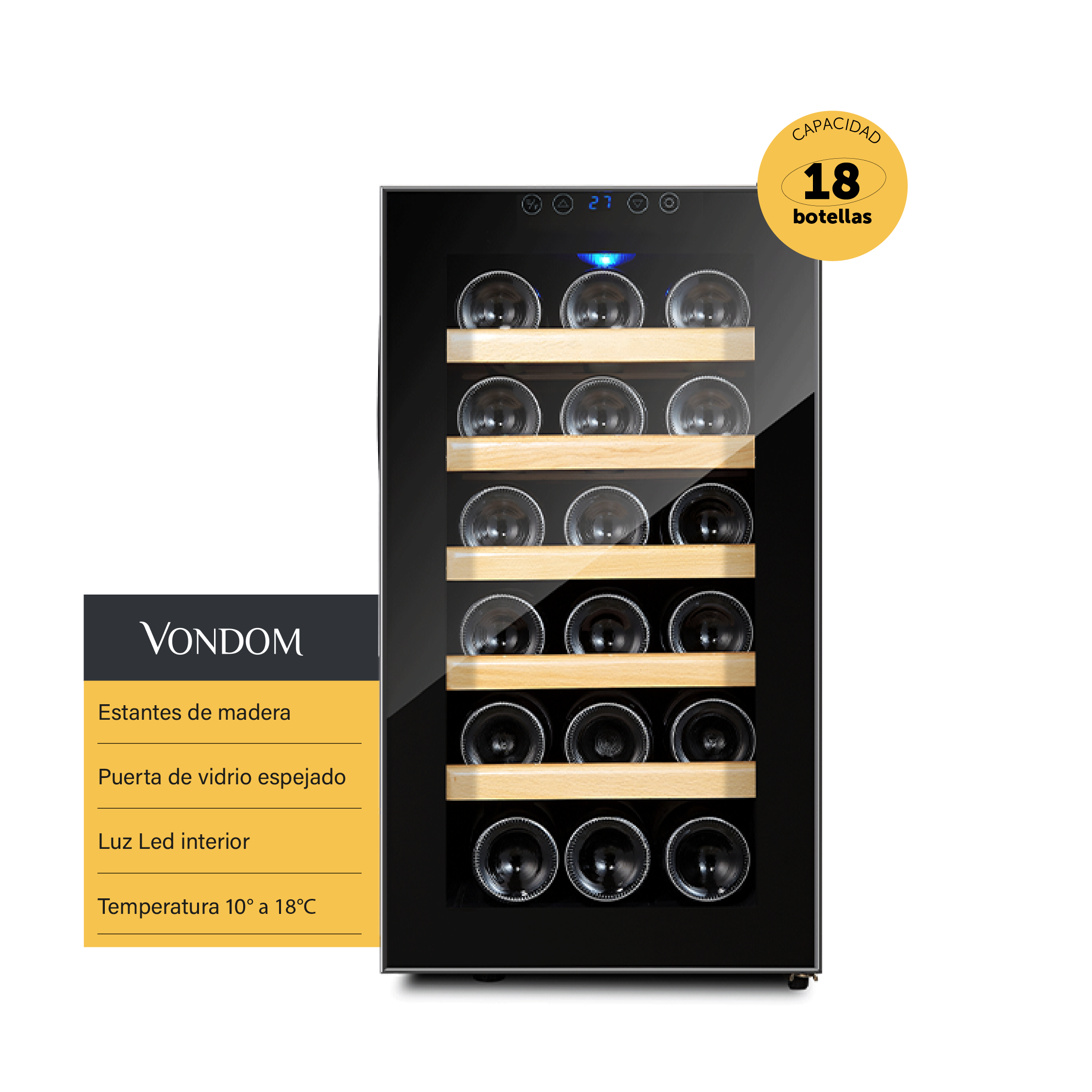 Cava Termoeléctrica Vondom 18 Botellas - Estantes de Madera