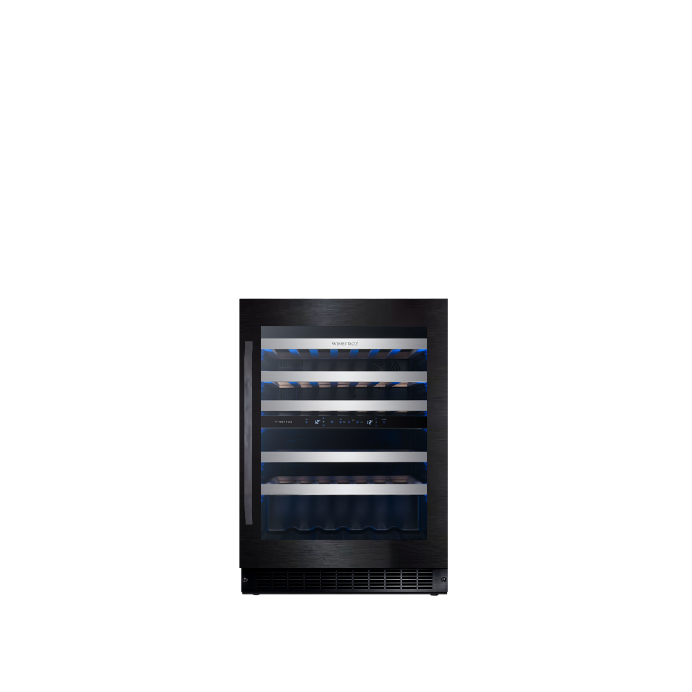 Cava Wifi Winefroz Luxury Edition Acero Inoxidable Negro Para 46 Botellas - Doble Temperatura