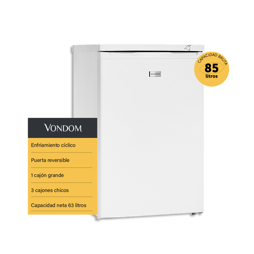 Freezer Bajo Mesada Vondom Línea Blanca 85 Litros - Color Blanco (Outlet)