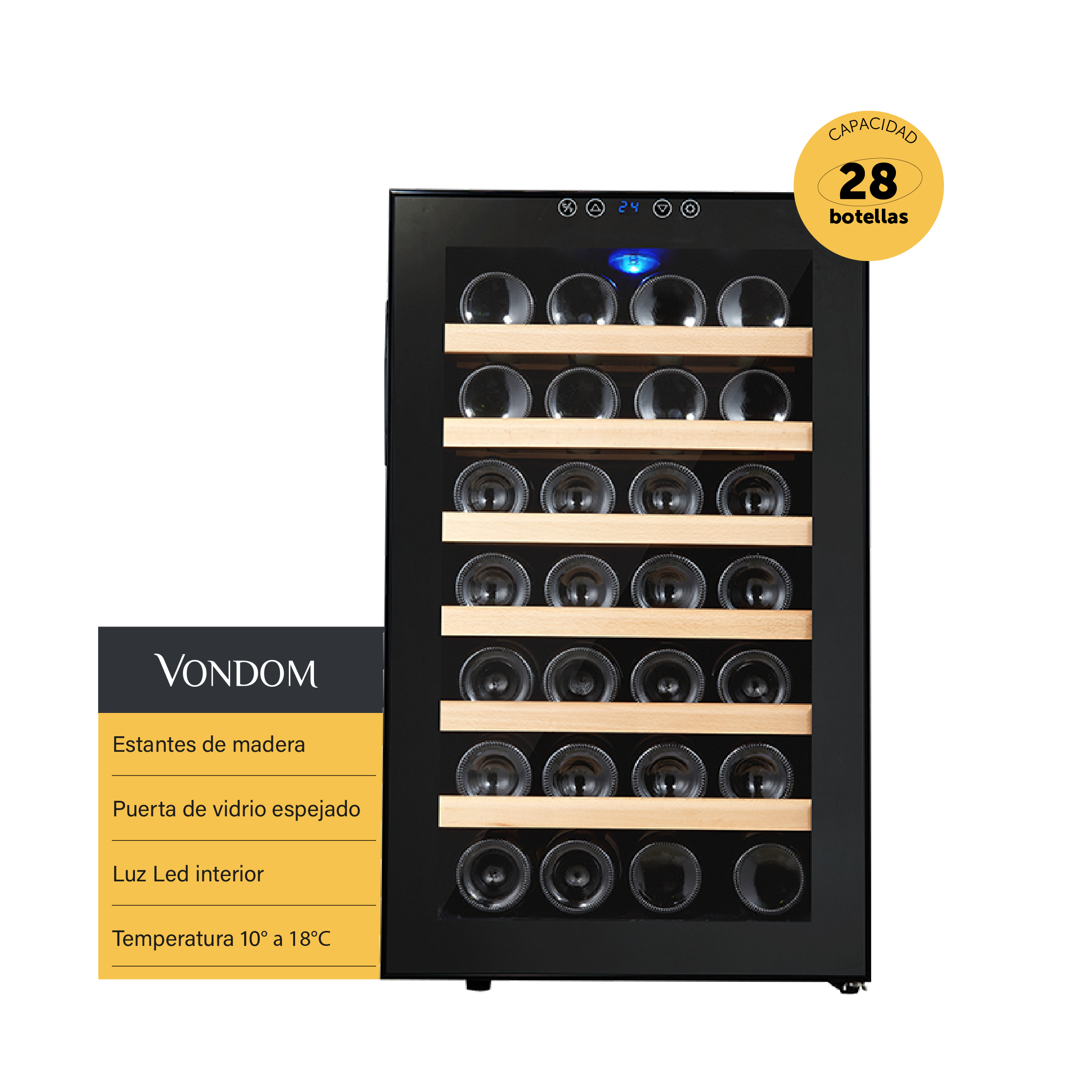 Cava Termoeléctrica Vondom 28 Botellas - Estantes de Madera