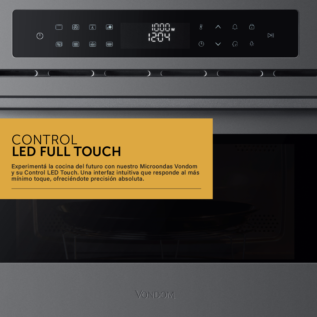 Horno Microondas Eléctrico Empotrable Vondom Color Negro 60 Cm - 38 L